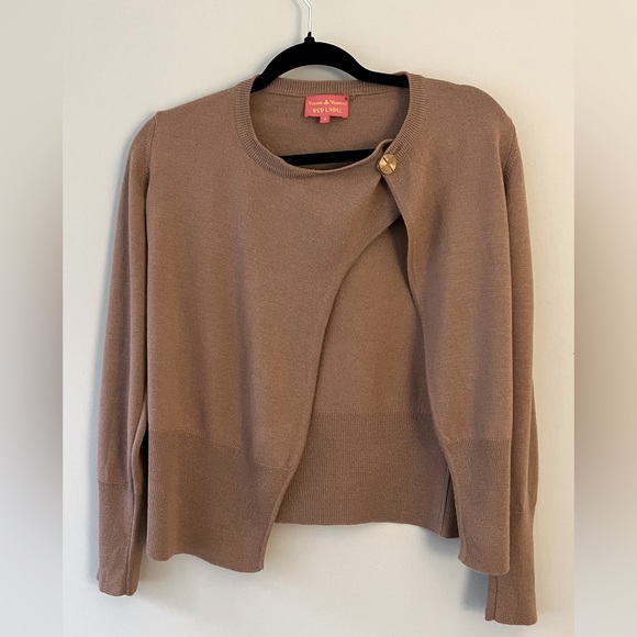 Vivienne Westwood Sweaters - Vivienne Westwood Taupe Brown Button-Accent Cardigan Sweater
